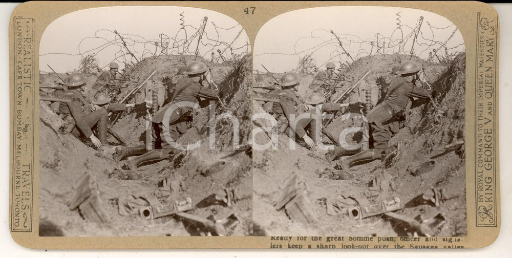 Fotografia d epoca originale 1918 WW1 THE GREAT WAR SOMME Soldiers ready for the great push Stereoscopic 47 1