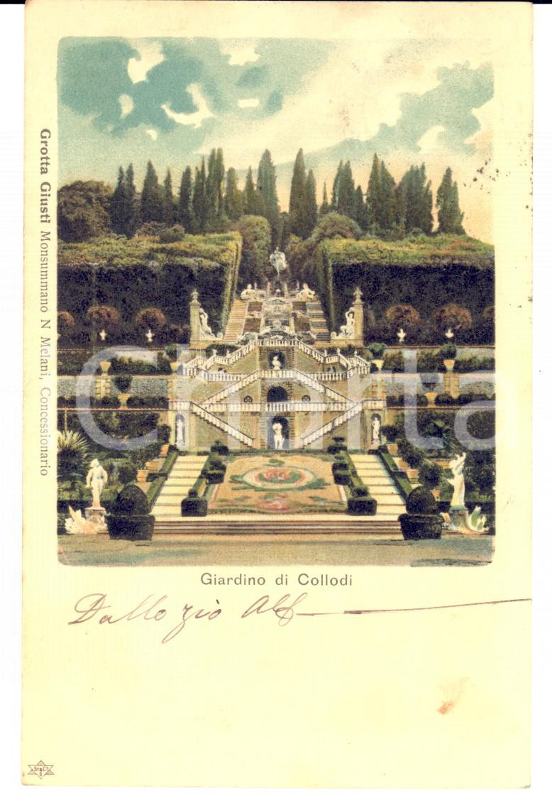 Autografo originale 1900 COLLODI PT Veduta con giardino Cartolina Alberto RADICE FOSSATI FP VG 1