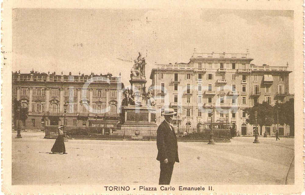 Cartolina originale da collezione 1918 TORINO Veduta di Piazza CARLO EMANUELE II *Cartolina FP VG 1