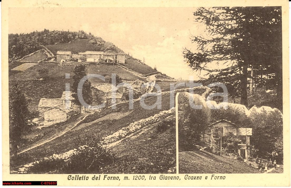 Cartolina originale da collezione 1935 COLLETTO DEL FORNO Giaveno Coazze Forno Percorso montano Cartolina FP VG 1