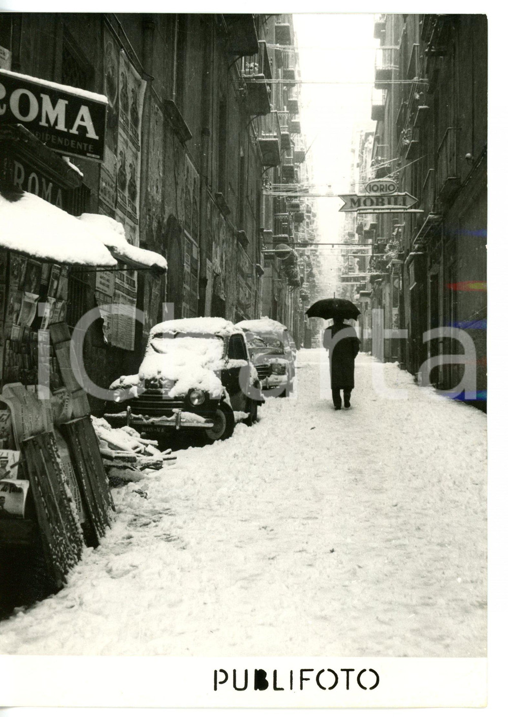 1956 NAPOLI Vicolo del centro storico imbiancato dalla neve *Foto ARTISTICA