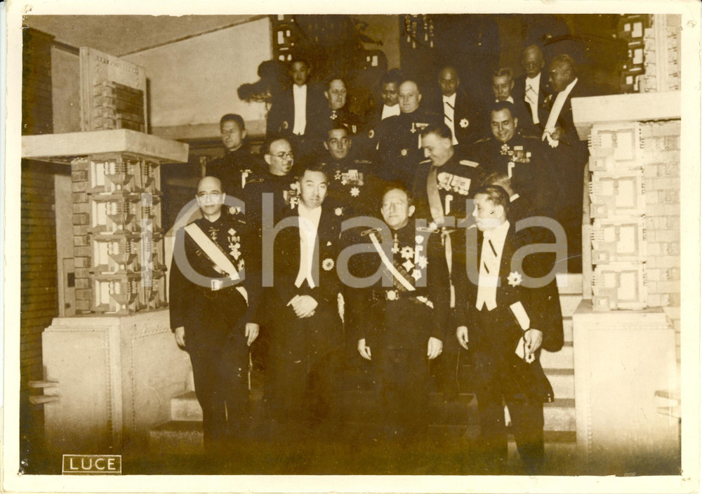 Fotografia d epoca originale 1938 TOKIO Giappone Fumimaro KONOE Primo Ministro riceve missione PNF Foto 1