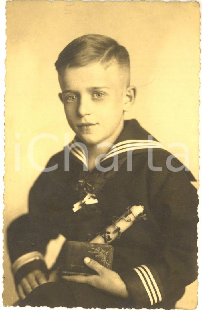 Fotografia d epoca originale 1927 BEUTHEN / BYTOM Ritratto di bambino alla Prima Comunione  Foto FLATZEK 1