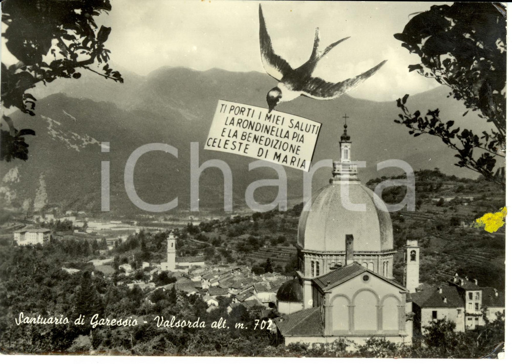 Cartolina originale da collezione 1960 GARESSIO (CN) Santuario VALSORDA *Cartolina DANNEGGIATA FG VG 1