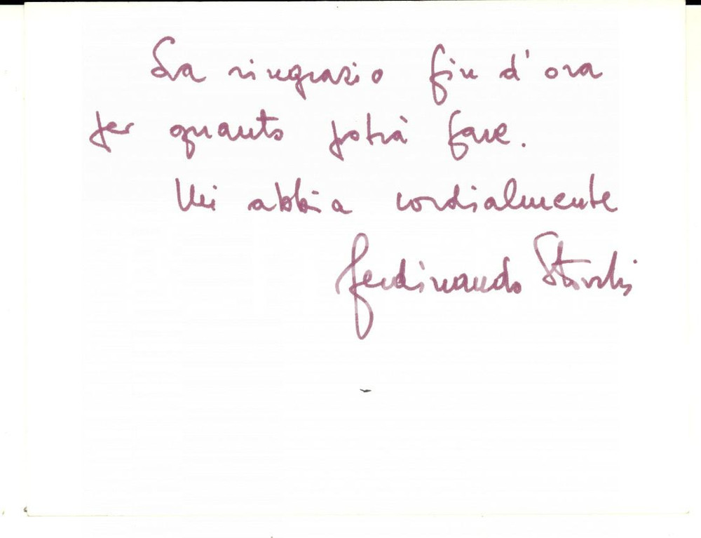 Autografo originale 1976 ROMA On. Ferdinando STORCHI a favore di un convegno  Autografo 1