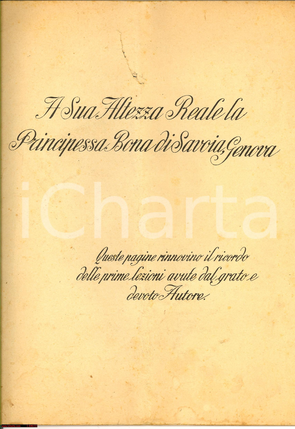 Oggetto da collezione cartaceo 1910 MILANO Ed. CARISCH Spartiti Bona di SAVOIA-GENOVA 1