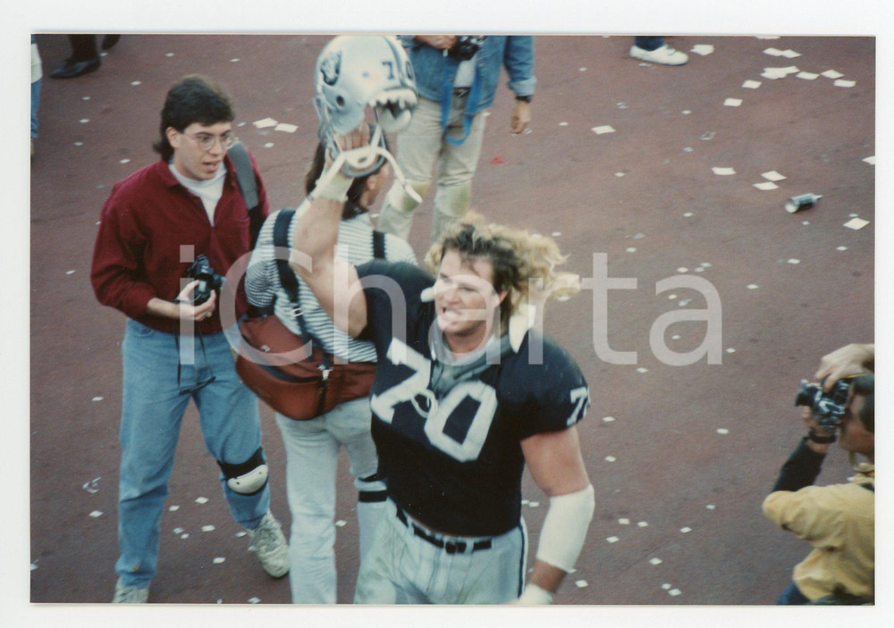 1990 LOS ANGELES - NFL Los Angeles RAIDERS #70 Scott DAVIS *Foto 15x10 cm
