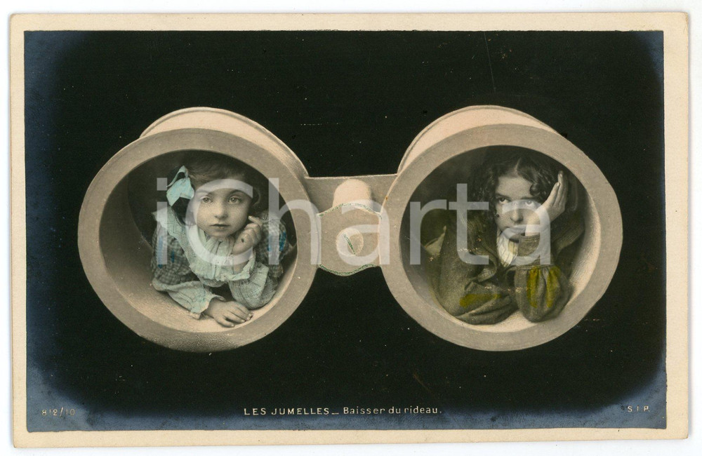1905 ca ENFANTS  LES JUMELLES - Baisser du rideau - Carte postale CPA  Cartolina postale d'epoca, viaggiata.CONDIZIONI: GFORMATO: FP    originale e autentica 1