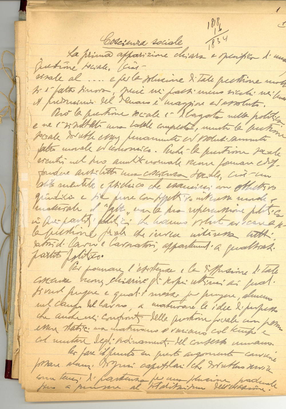 Autografo originale 1946 MILANO Ferruccio STAZI Coscienza sociale INEDITO Manoscritto 1