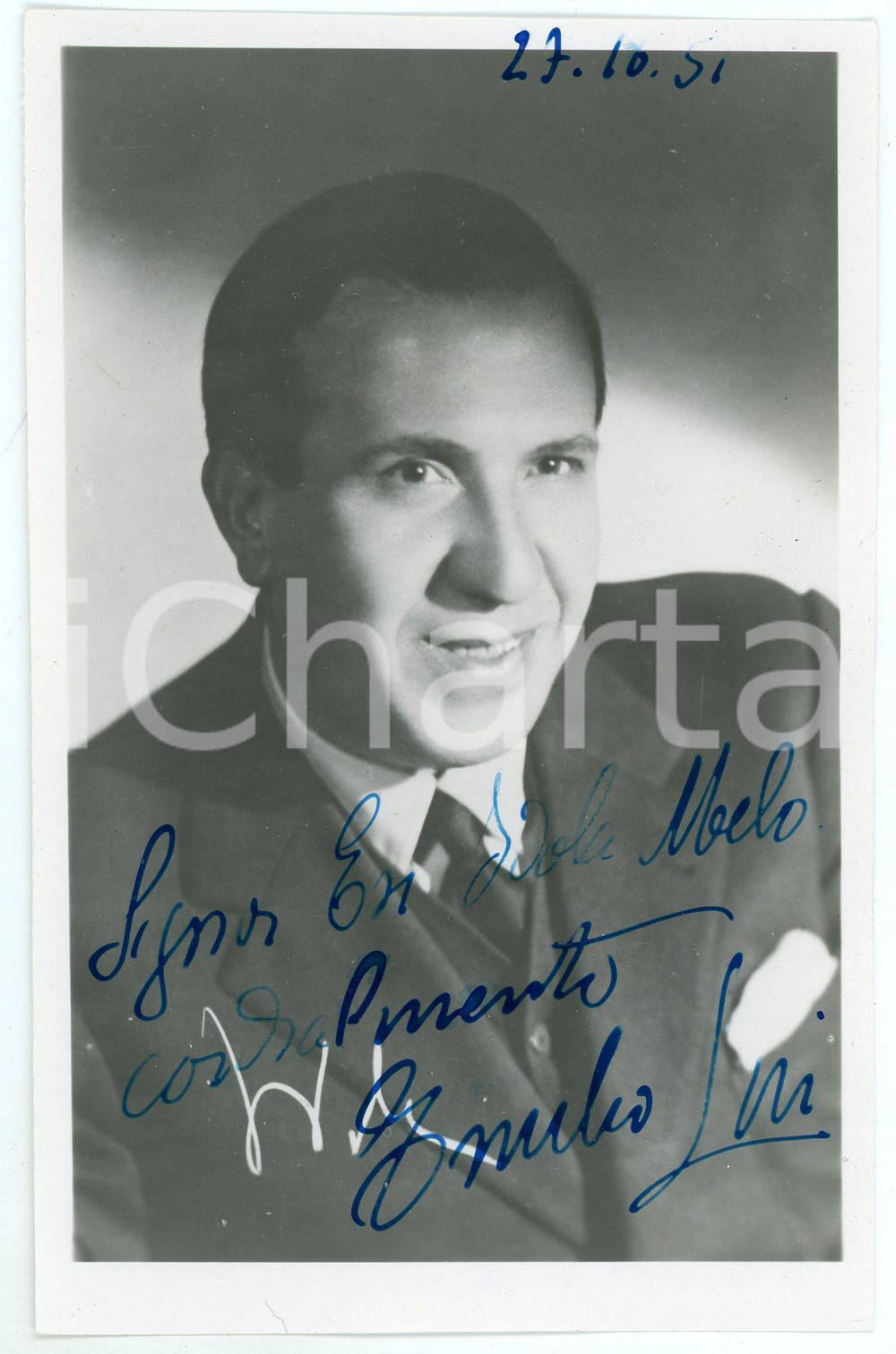 1951 BUENOS AIRES Cantante Emilio LIVI - Foto AUTOGRAFO 9x15 cm Fotografia d'epoca, con autografo. CONDIZIONI: GFORMATO: 9x15 cm     originale e autentica 1