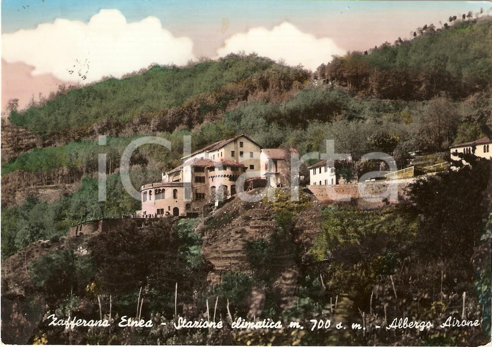 Cartolina originale da collezione 1958 ZAFFERANA ETNEA (CT) Stazione climatica ALBERGO AIRONE *Cartolina FG VG 1