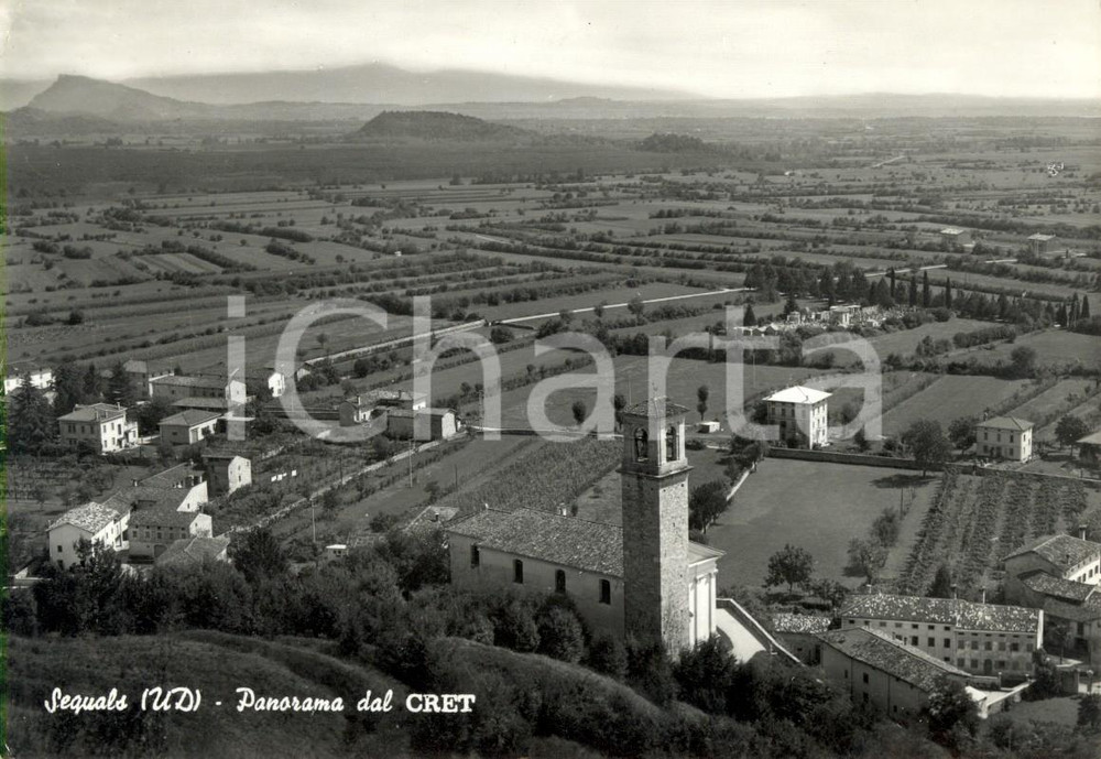 Cartolina originale da collezione 1967 SEQUALS (PN) Panorama paese e campagne dal CRET *Cartolina postale FG VG 1