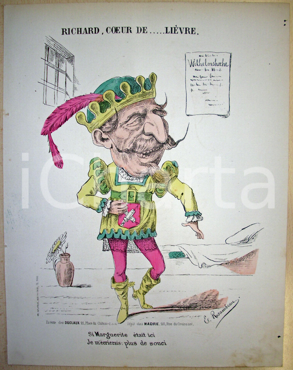Stampa, bozzetto originale 1871 Caricatura RICHARD coeur-de-liÃ¨vre Ill. ROSAMBEAU 1