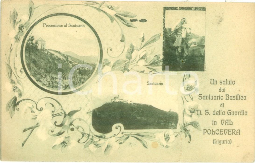 Cartolina originale da collezione 1915 VAL POLCEVERA Santuario Basilica Nostra Signora della Guardia Cartolina FP 1