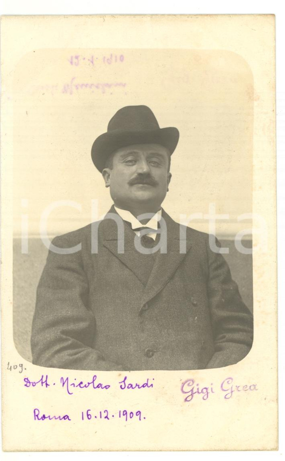 1909 ROMA Ritratto di Nicolas SARDI in abito elegante *Fotocartolina