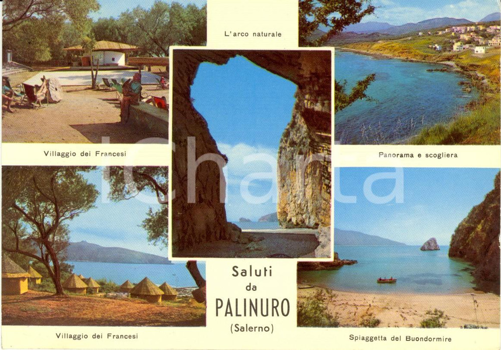Cartolina originale da collezione 1968 CENTOLA (SA) Vedutine frazione PALINURO e spiaggia BUONDORMIRE *VINTAGE VG 1
