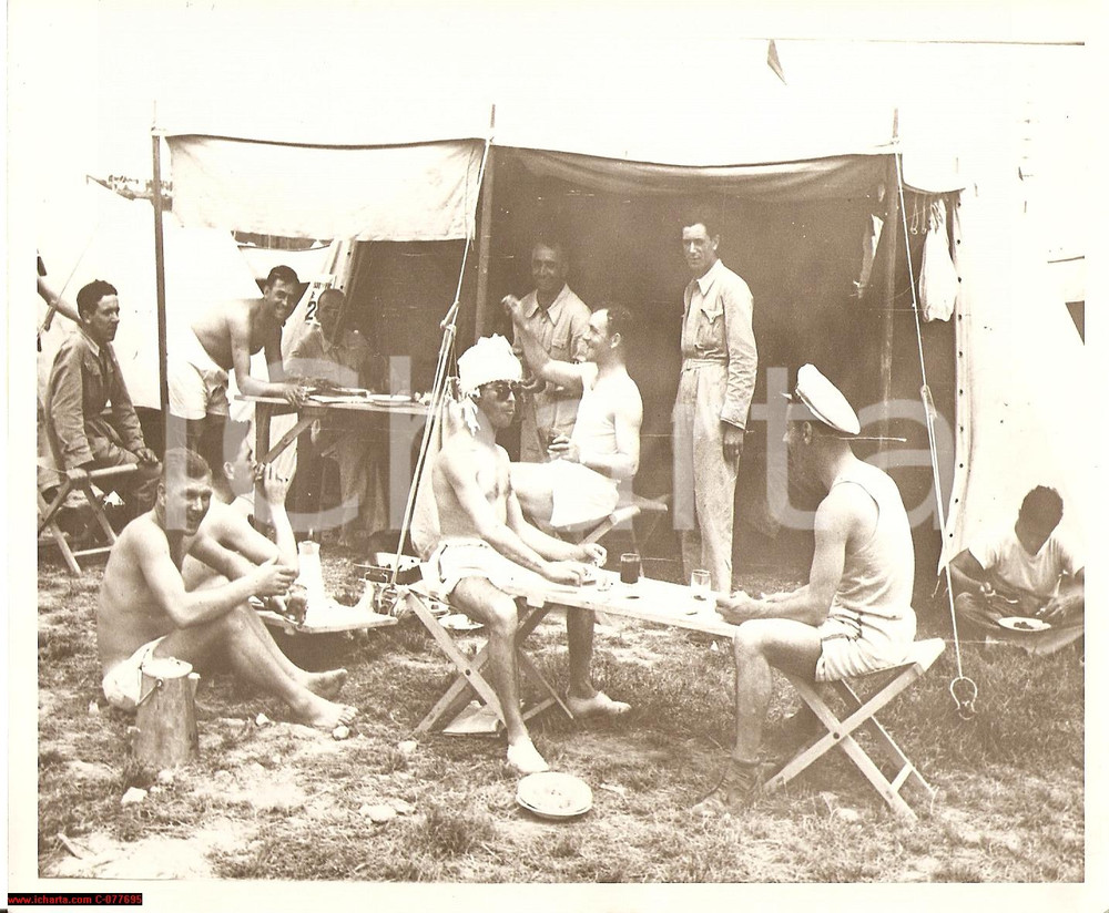 Fotografia d epoca originale 1939 Roma Campo Parioli ora del rancio Marina Militare 1