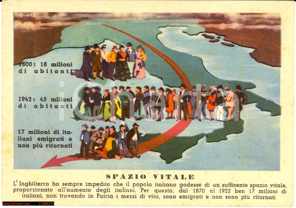 Cartolina originale da collezione 1942 WW2 ITALIA SPAZIO VITALE cartolina propagandistica 1