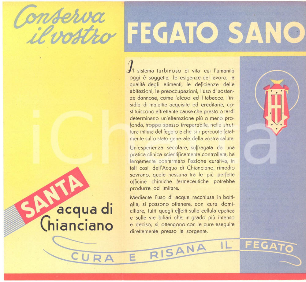 1946 Regie Terme di CHIANCIANO -  ACQUA SANTA - Pieghevole pubblicitario