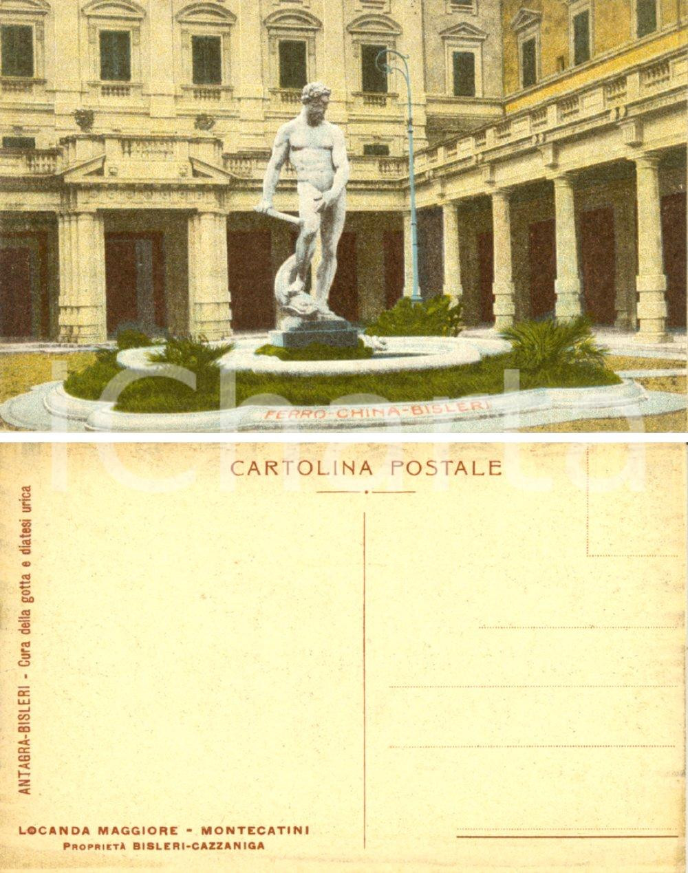 Cartolina originale da collezione 1920 ca MONTECATINI (PT) La Locanda Maggiore con pubblicitÃ  FERROCHINA BISLERI 1
