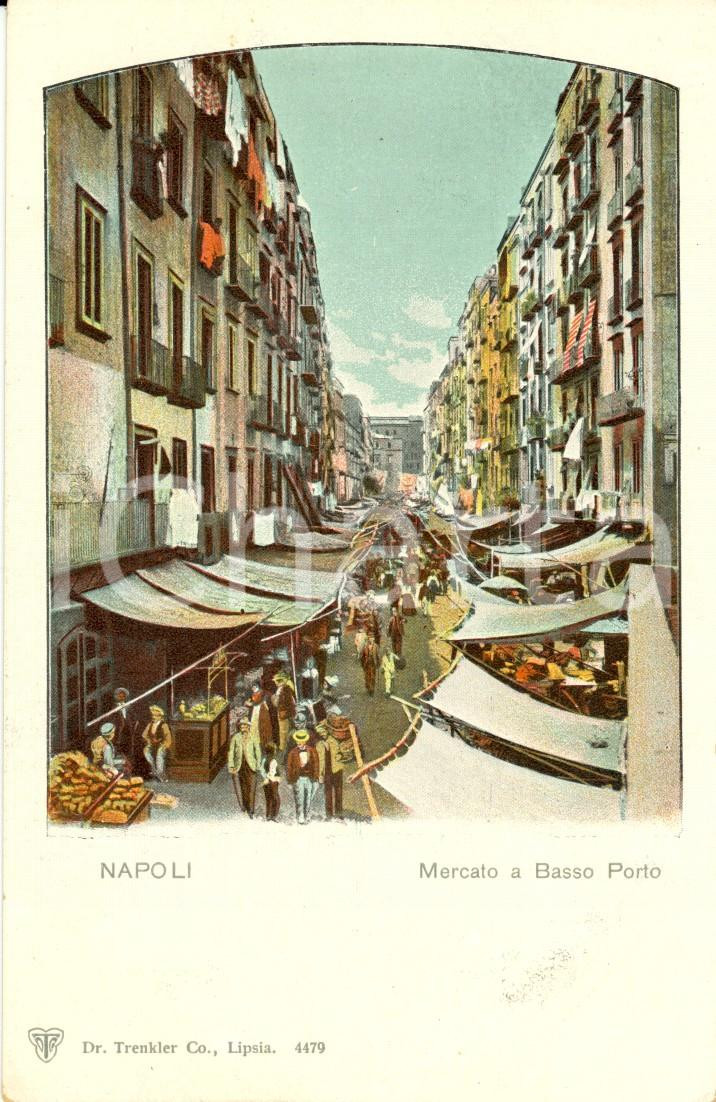 Cartolina originale da collezione 1900 ca NAPOLI Veduta del mercato a BASSO PORTO *Cartolina postale ANIMATA FP NV 1