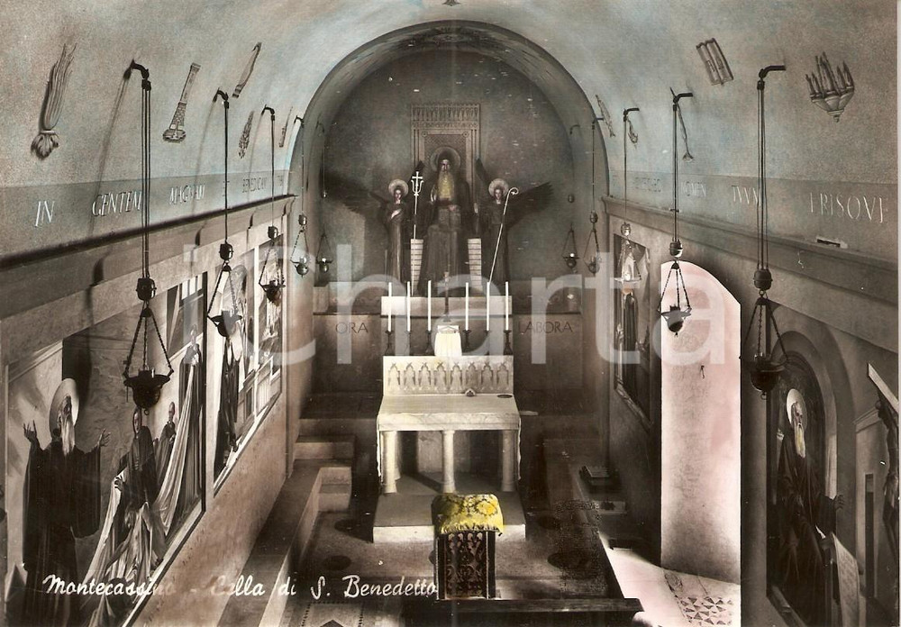 Cartolina originale da collezione 1950 ca MONTECASSINO FR Cella di SAN BENEDETTO Cartolina FG NV 1
