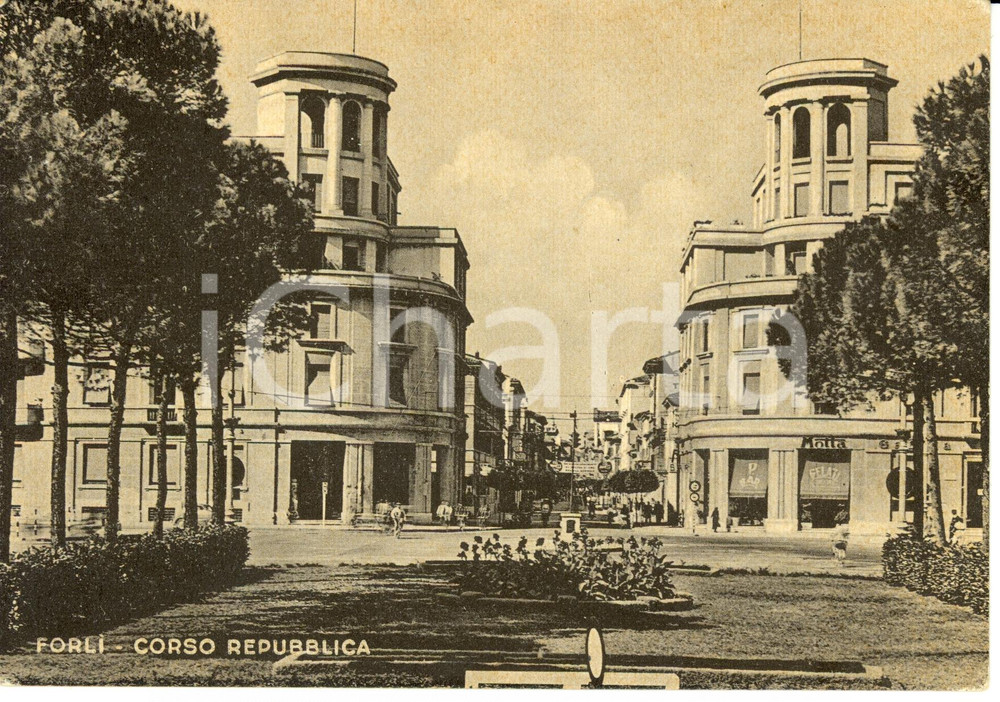 1940 ca FORLI' Veduta corso della REPUBBLICA - pubblicità MOTTA *Cartolina FG NV