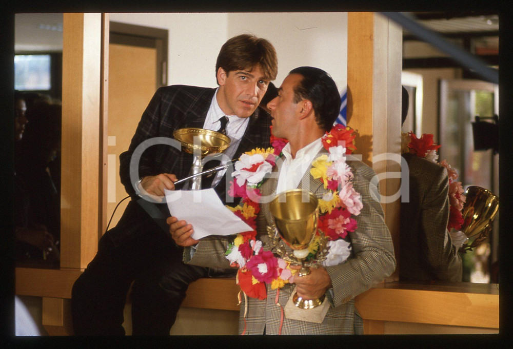 35mm vintage slide* 1988 COLLETTI BIANCHI Fabio SARTOR Giorgio FALETTI sul set
