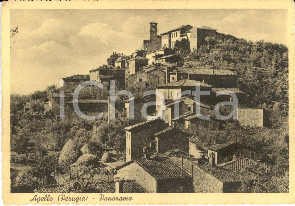Cartolina originale da collezione 1940 MAGIONE PG Veduta della frazione AGELLO Cartolina postale FG NV 1