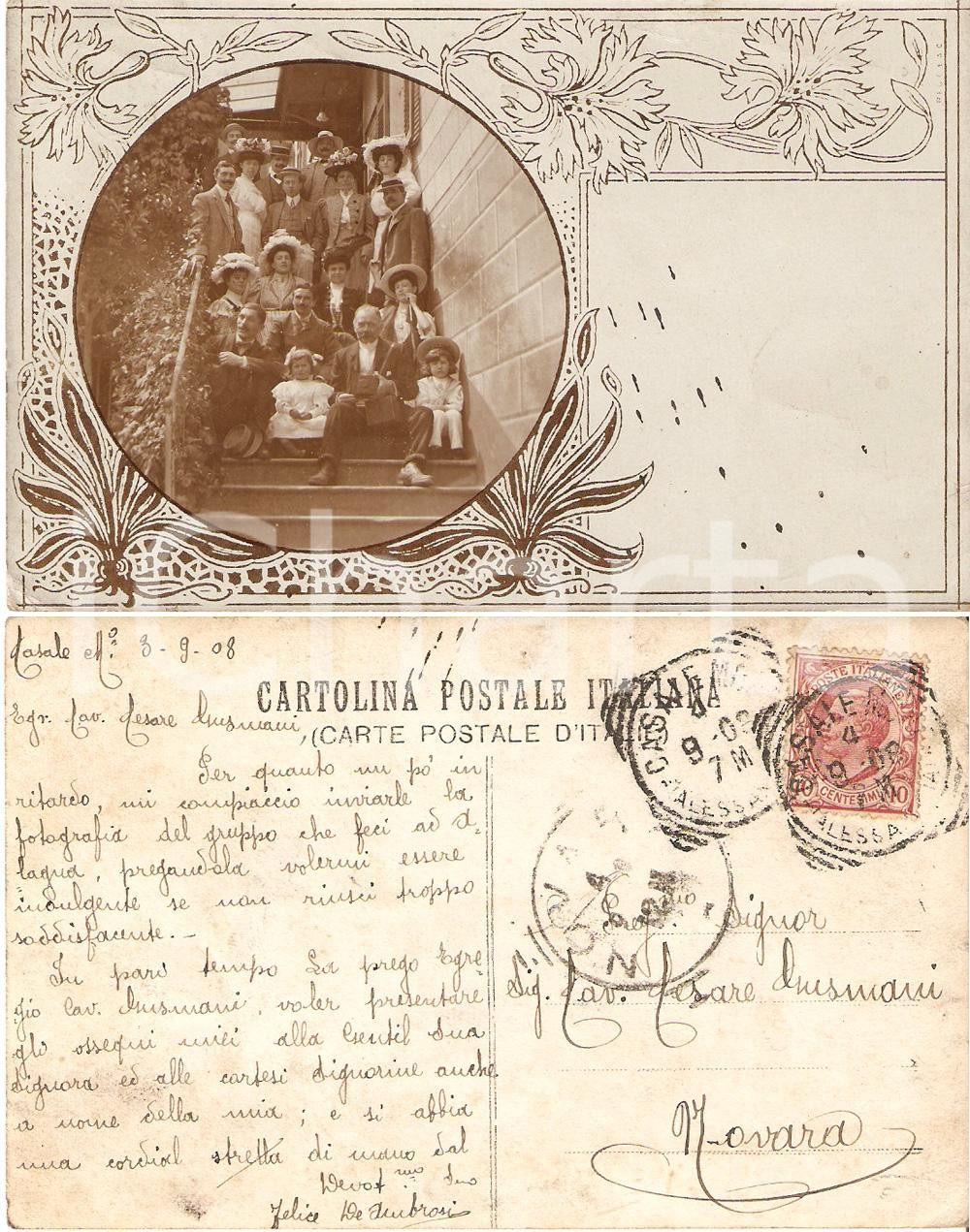 Cartolina originale da collezione 1908 CASALE MONFERRATO AL Foto Felice DE AMBROSI a Cesare GUSMANI Cartolina 1