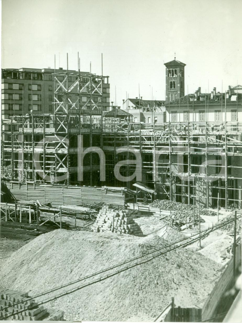 Fotografia d epoca originale 1941 MILANO Cantieri nuovi edifici in LARGO SAN BABILA Fotografia 1