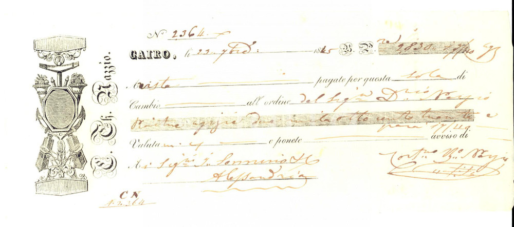 Oggetto da collezione cartaceo 1845 CAIRO MONTENOTTE SV Cambiale pubblicitaria E. Charles NAZZIO 1