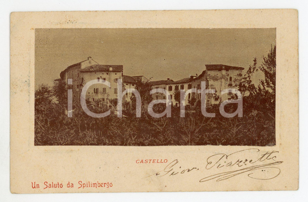 1902 SPILIMBERGO (PN) Panorama con Castello - Cartolina FP VG  Cartolina postale d'epoca, viaggiata.CONDIZIONI: fairFORMATO: FP    originale e autentica 1