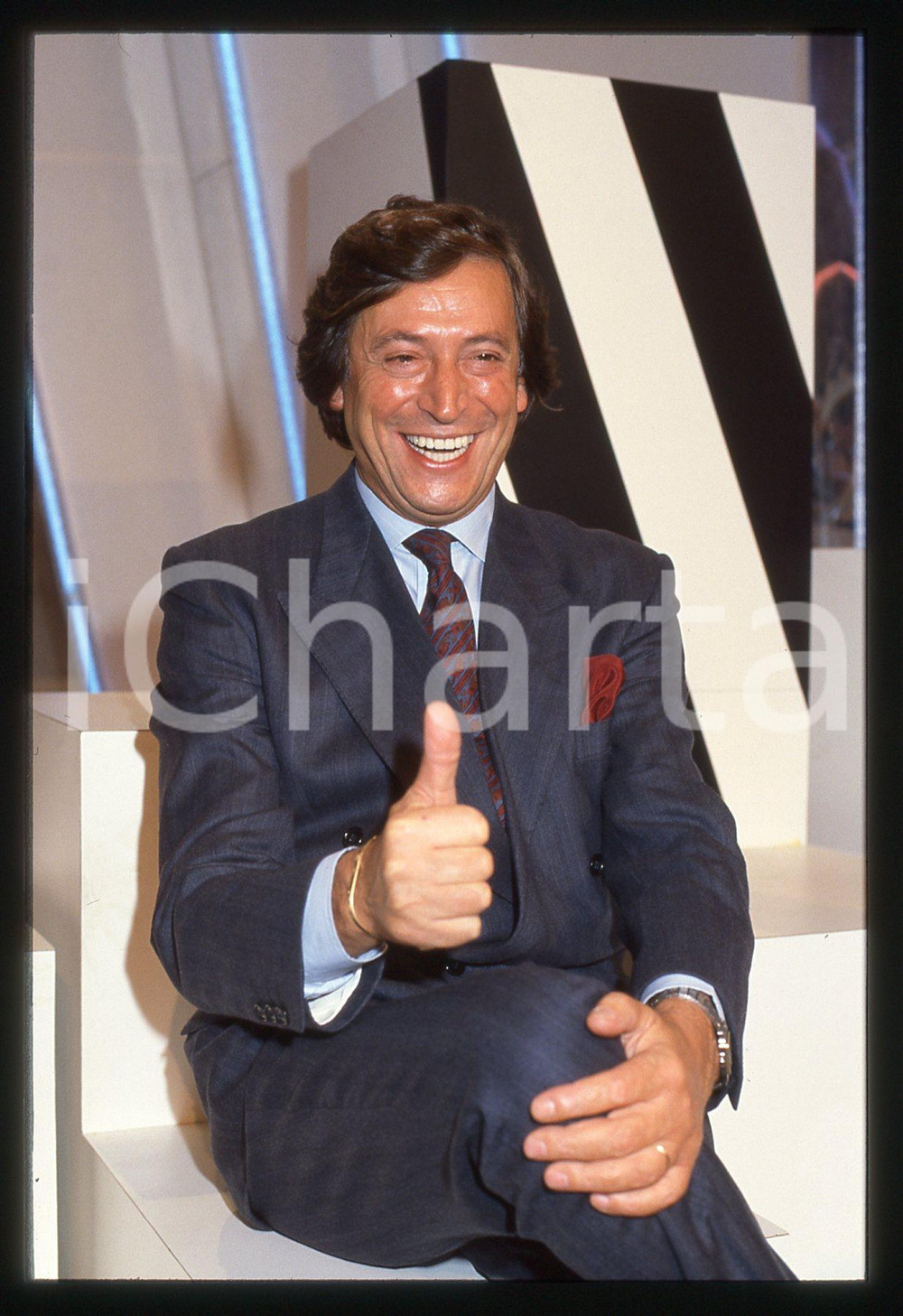 35mm vintage slide* 1986 RETE 4 - Guido ANGELI a UN FANTASTICO TRAGICO VENERDÌ 2