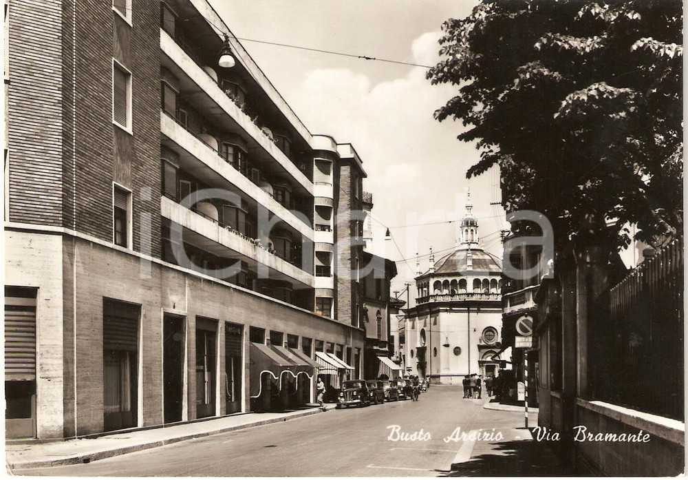 Cartolina originale da collezione 1956 BUSTO ARSIZIO VA Via Bramante CARTOLINA ANIMATA FG NV 1