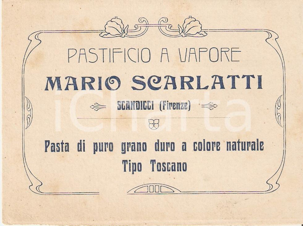 Oggetto da collezione cartaceo 1920 SCANDICCI FI Pastificio vapore Mario SCARLATTI 1