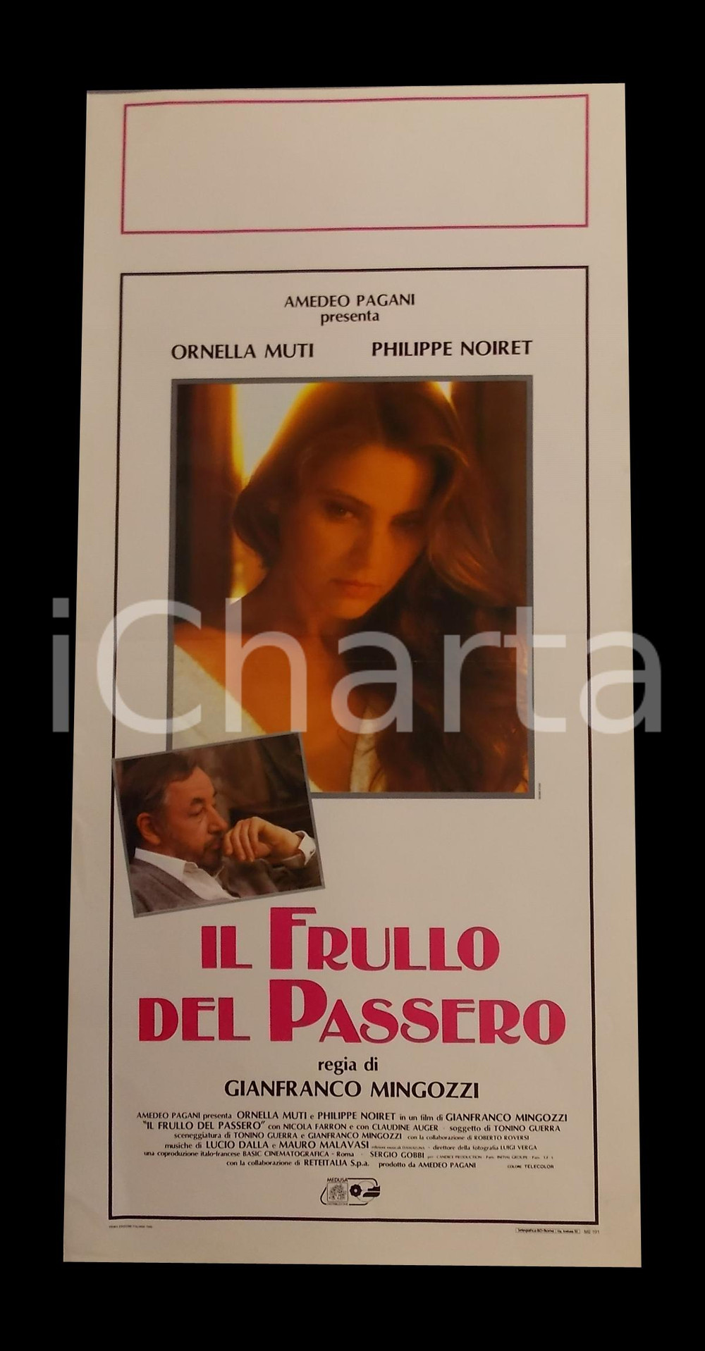 Materiale cinematografico d’epoca 1988 IL FRULLO DEL PASSERO Ornella MUTI Philippe NOIRET Manifesto 32x70 cm 1