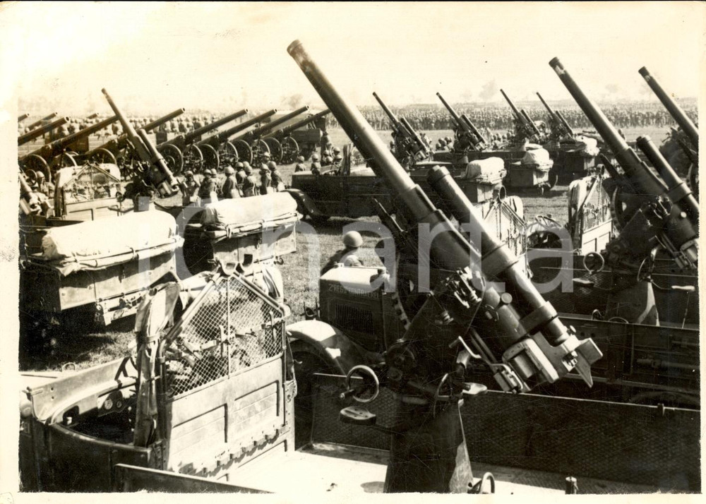 Fotografia d epoca originale 1939 GRANDI MANOVRE Armamenti 2Â° Reggimento CONTRAEREI Fotografia 1