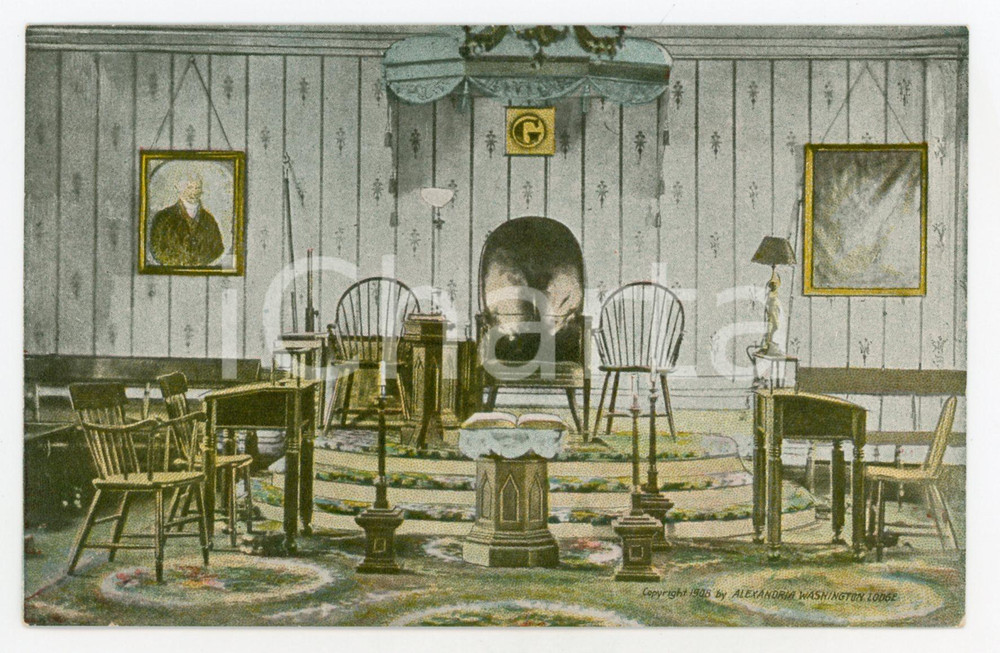 1920 ca FREEMASONRY ALEXANDRIA Washington Lodge - Interior View - Postcard  Cartolina postale d'epoca, non viaggiata.CONDIZIONI: GFORMATO: FP    originale e autentica 1