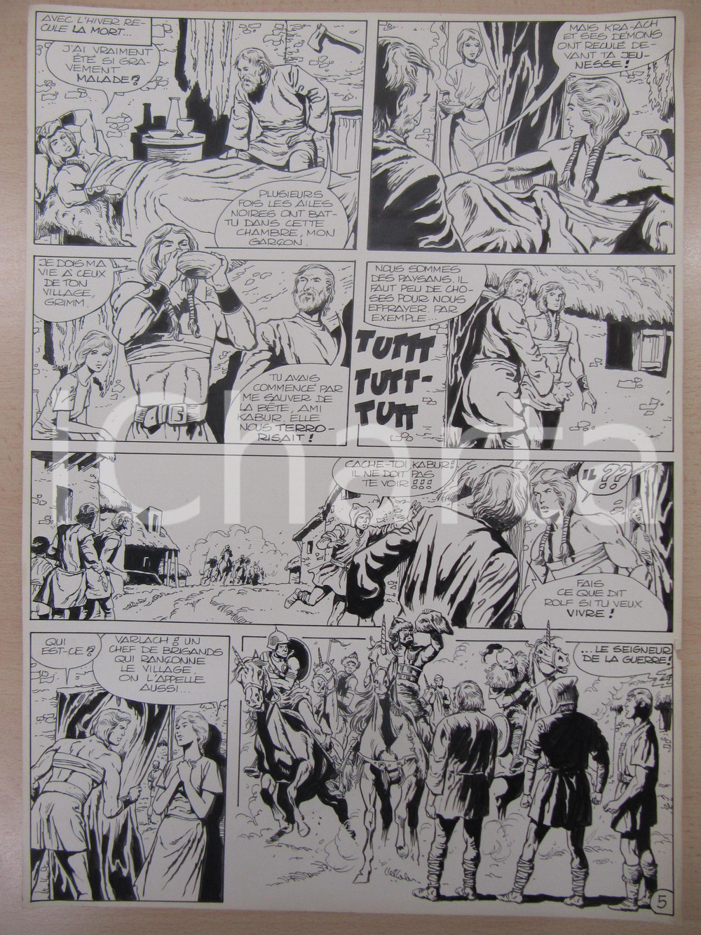 Opera d’arte autentica 1976 BD FANTASY FRANCE La saga de KABUR NÂ° 2 tav.5 Original BERNASCONI LUBE 1