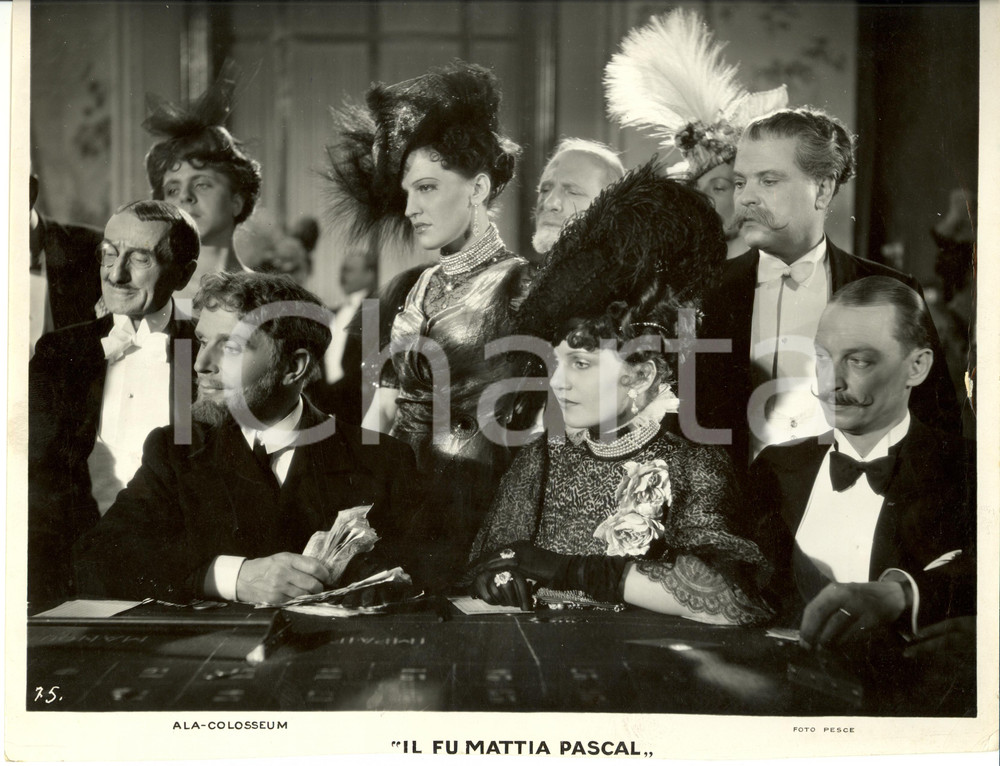 Fotografia d epoca originale 1936 IL FU MATTIA PASCAL Pierre BLANCHARD Edda SOLIGO al tavolo da gioco Foto 1