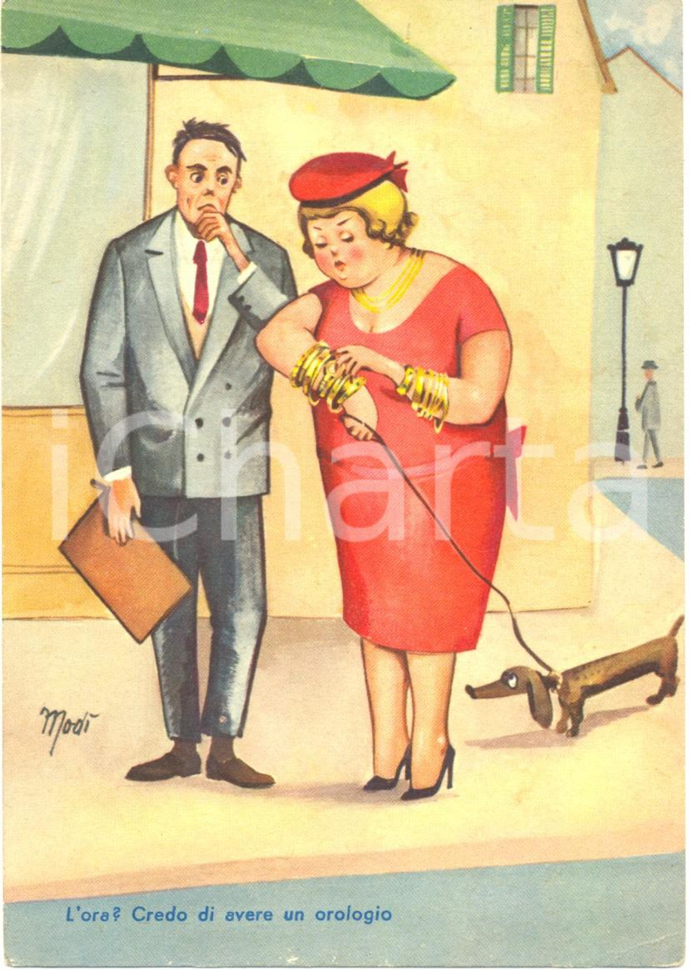 Cartolina originale da collezione 1955ca. NUOVI RICCHI Satira di costume Illustratore MODI'  *Cartolina FG NV 1
