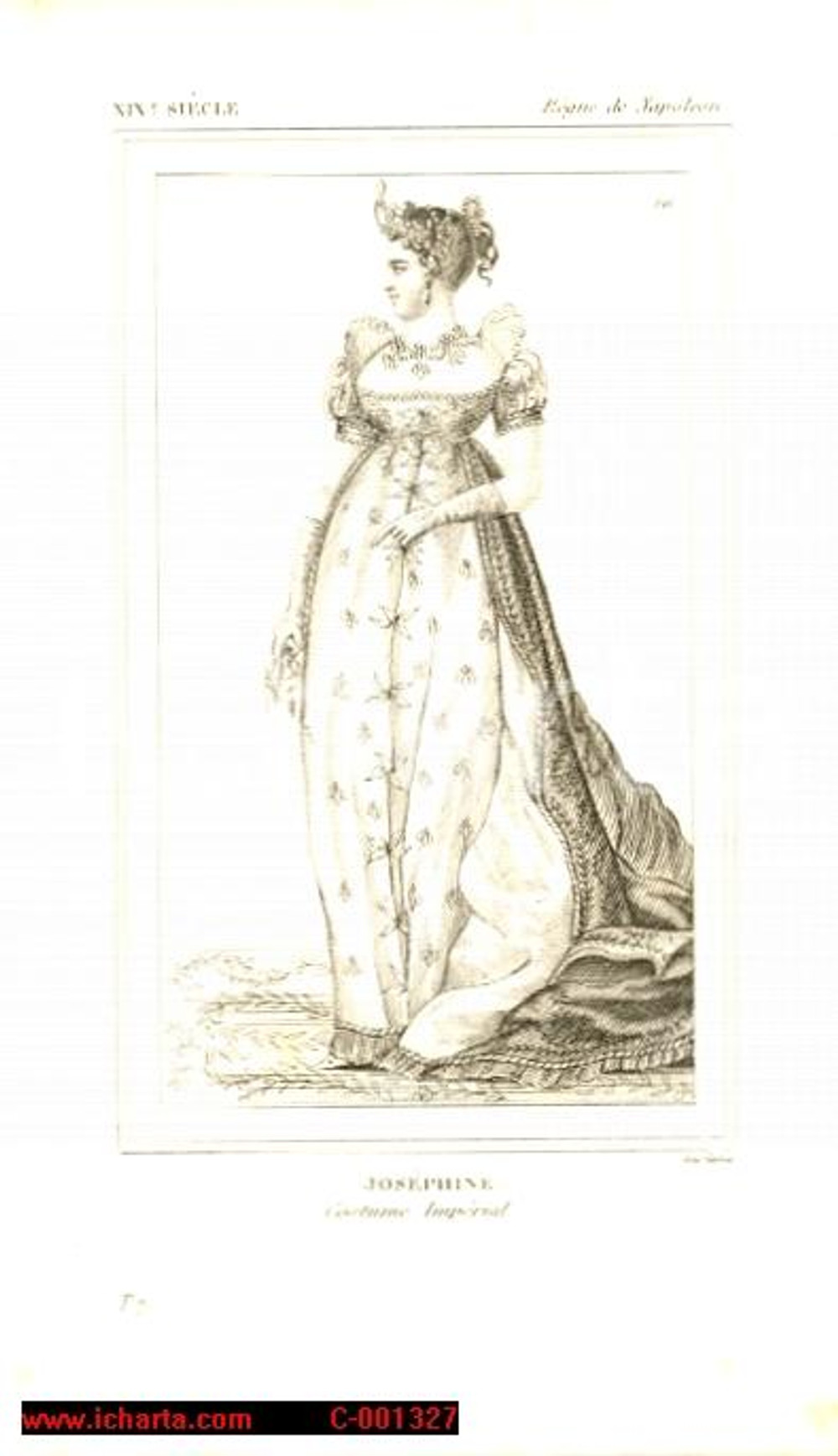Stampa, bozzetto originale 1852 REGNE DE NAPOLEON Costumes français Josephine avec Costume Impérial Gravure 1