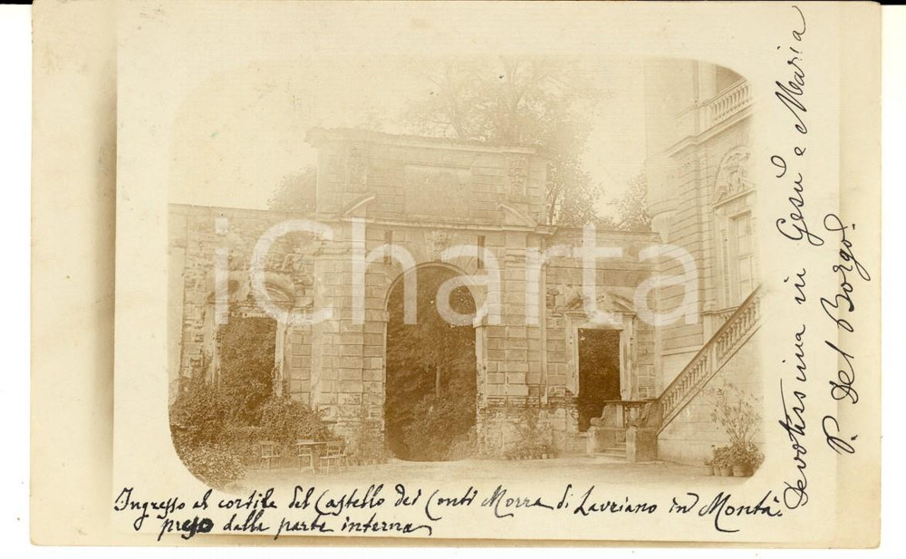 Cartolina originale da collezione 1906 MONTA  D ALBA Ingresso cortile del castello MORRA DI LAURIANO Cartolina 1