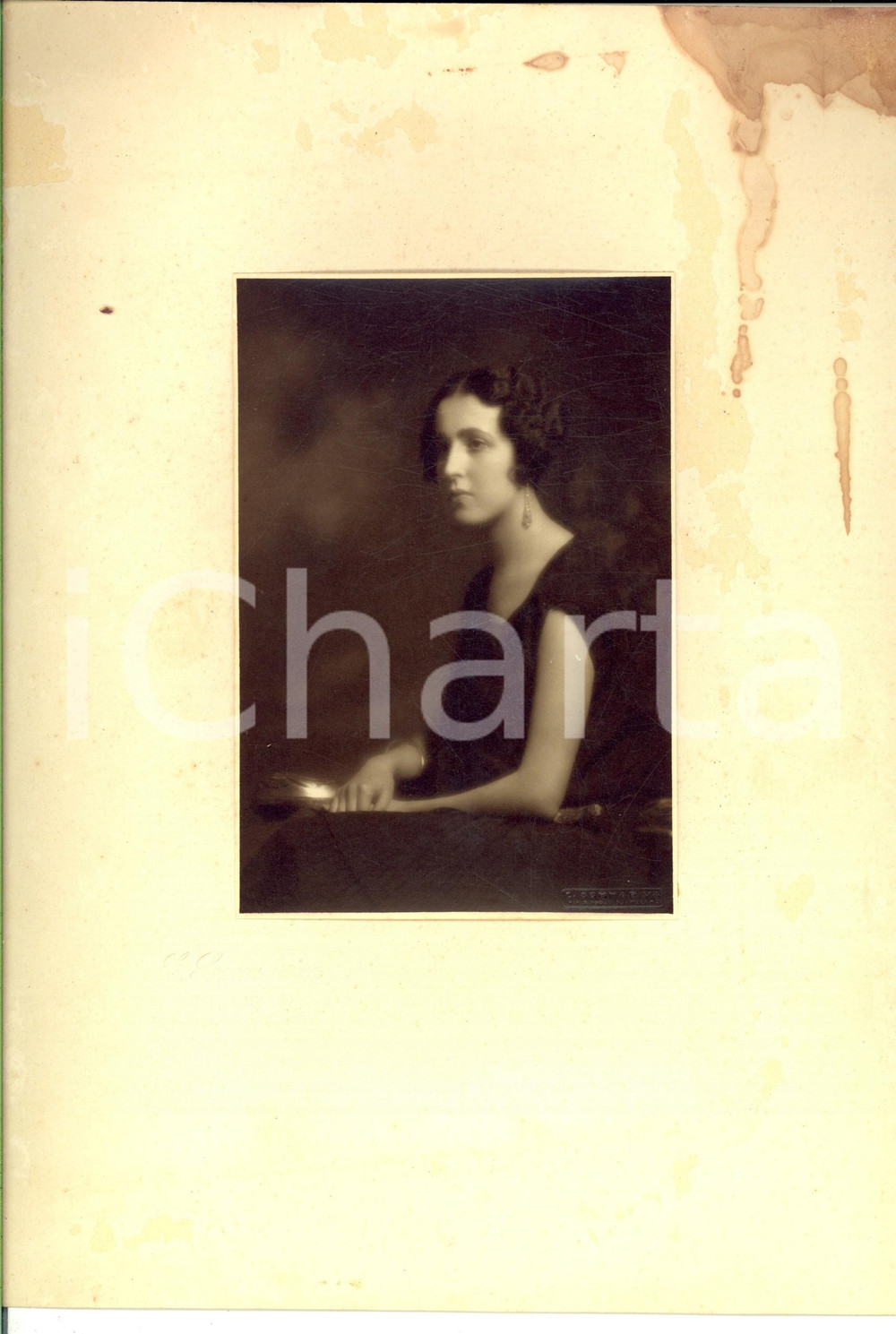 Fotografia d'epoca originale 1920 ca MILANO Ritratto di donna in abito scuro *Foto SOMMARIVA 22x35 1