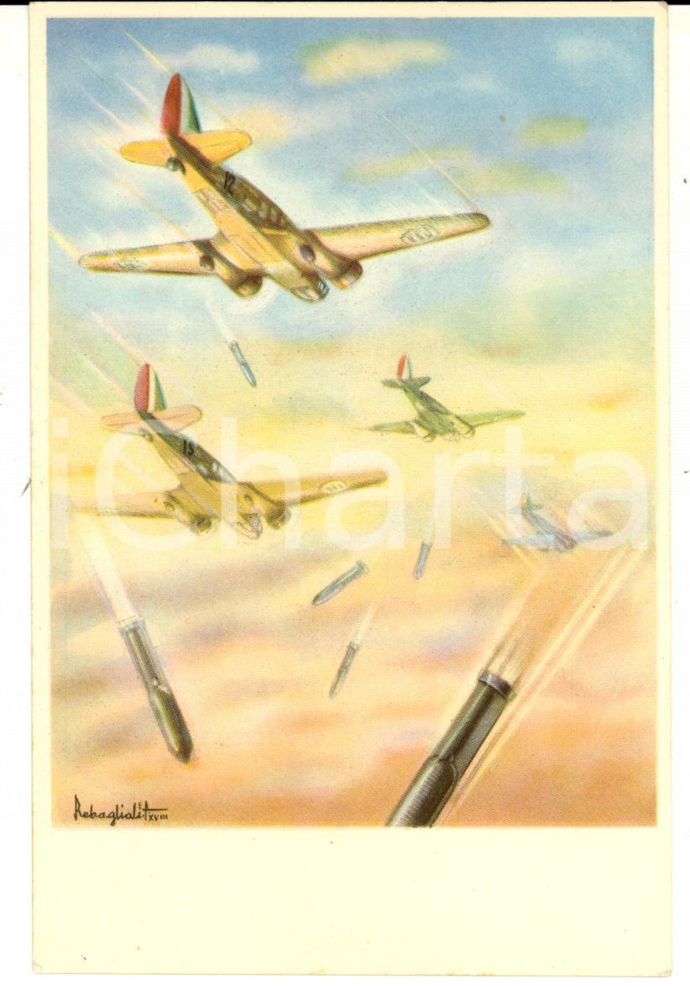 Cartolina originale da collezione 1940 ca MILANO Aeroplani CAPRONI  Cartolina modello 3/2 bis ill. REBAGLIATI 1