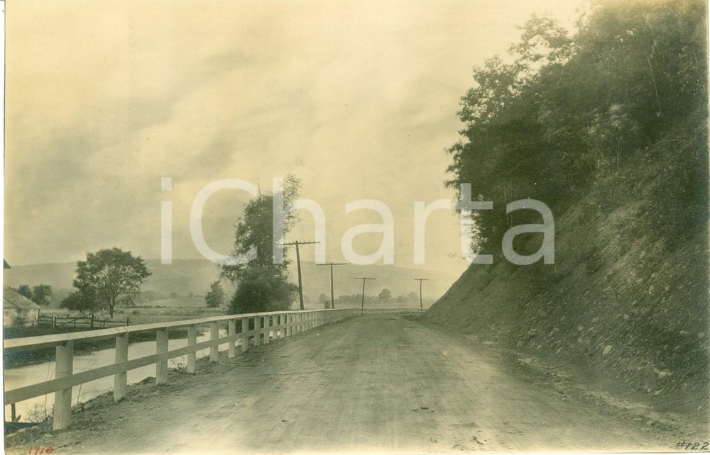 Fotografia d epoca originale 1910 WYSOX PENNSYLVANIA USA Scorcio di ROME ROAD ricostruita Fotografia 1