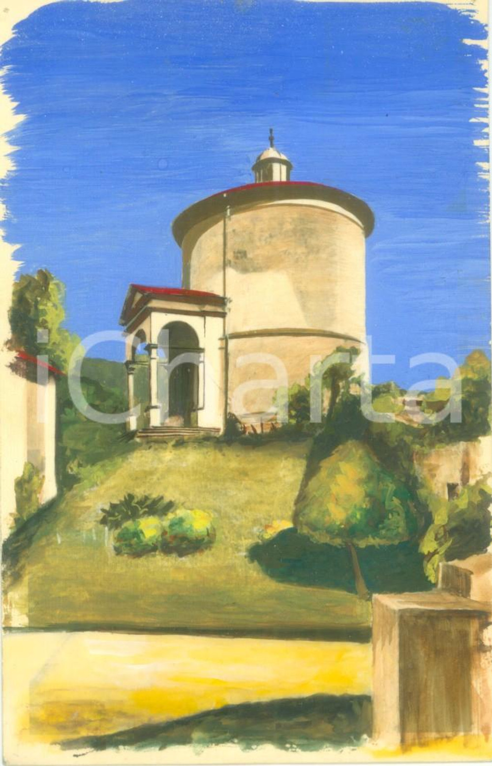 Cartolina originale da collezione 1950 ca VARALLO SESIA VC Una cappella del Sacro Monte Cartolina COLORATA A MANO 1