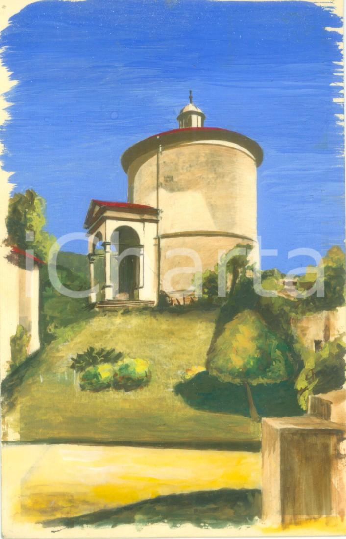 Cartolina originale da collezione 1950 ca VARALLO SESIA VC Una cappella del Sacro Monte Cartolina COLORATA A MANO 1