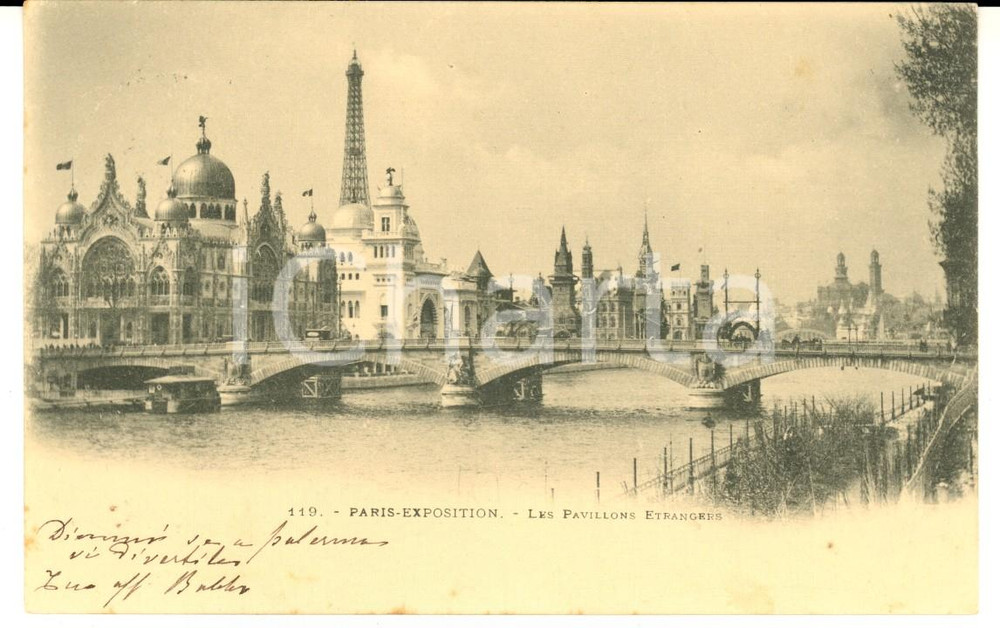Autografo originale 1900 PARIS Expo - Pavillons Etrangers *Autografo col. Giovanni BONA Fanteria FP 1